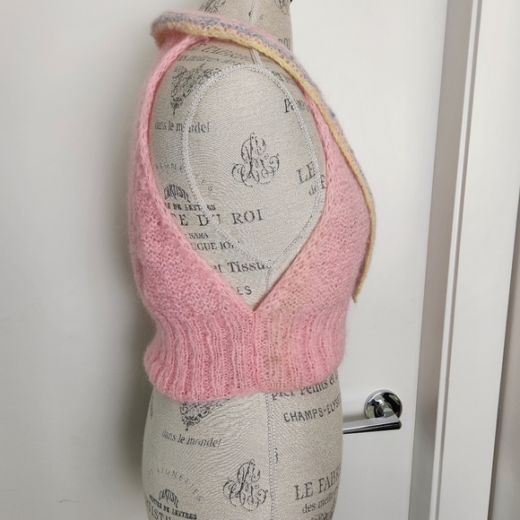 60s Pastel Mohair Cardigan Sweater Vest - Picture 4 of 13